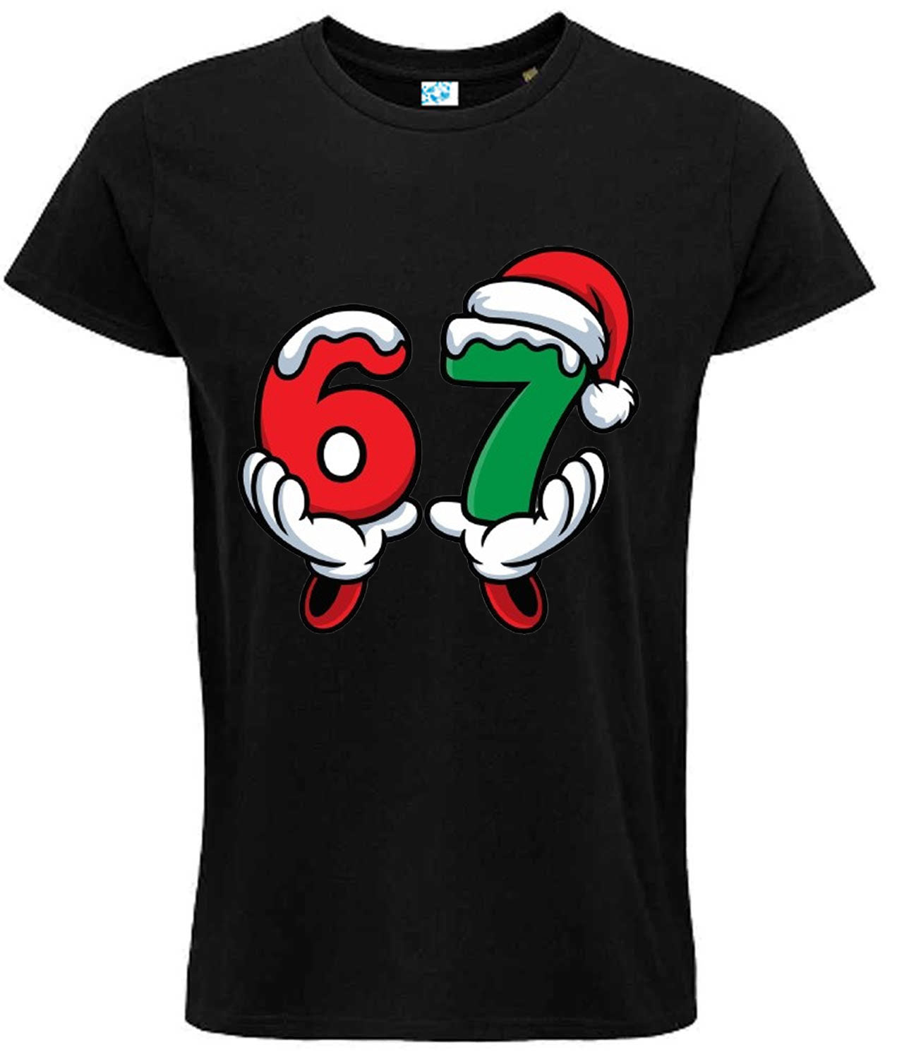 Christmas 67 T-Shirt – Festive Holiday Graphic Tee with Santa Hat & Snow Design – Fun Xmas Shirt