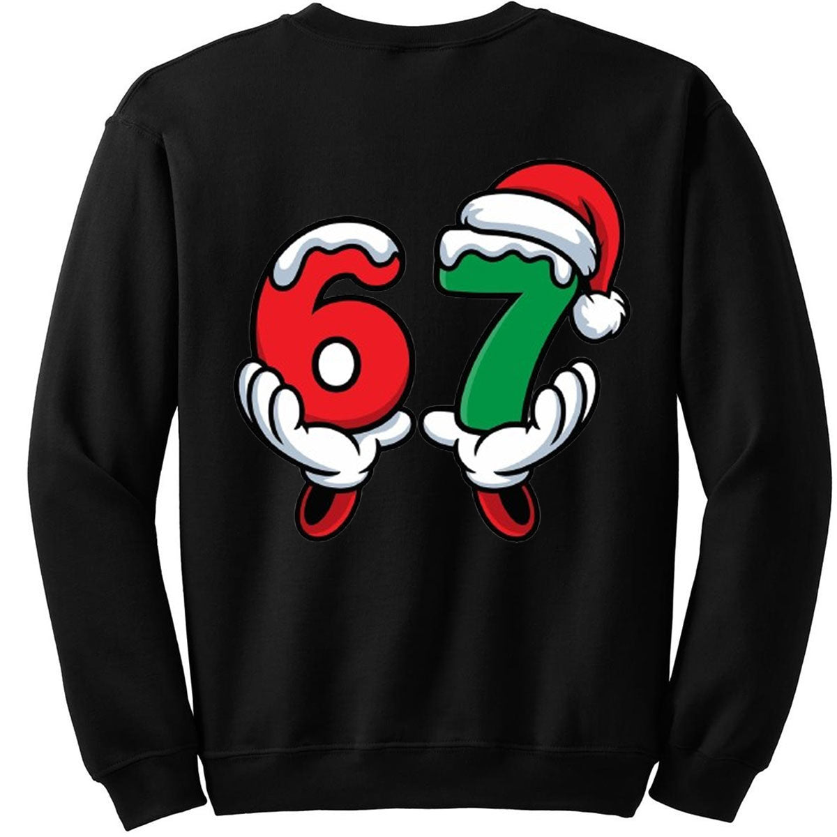 Christmas 67 Jumper – Festive Holiday Graphic Tee with Santa Hat & Snow Design – Fun Xmas