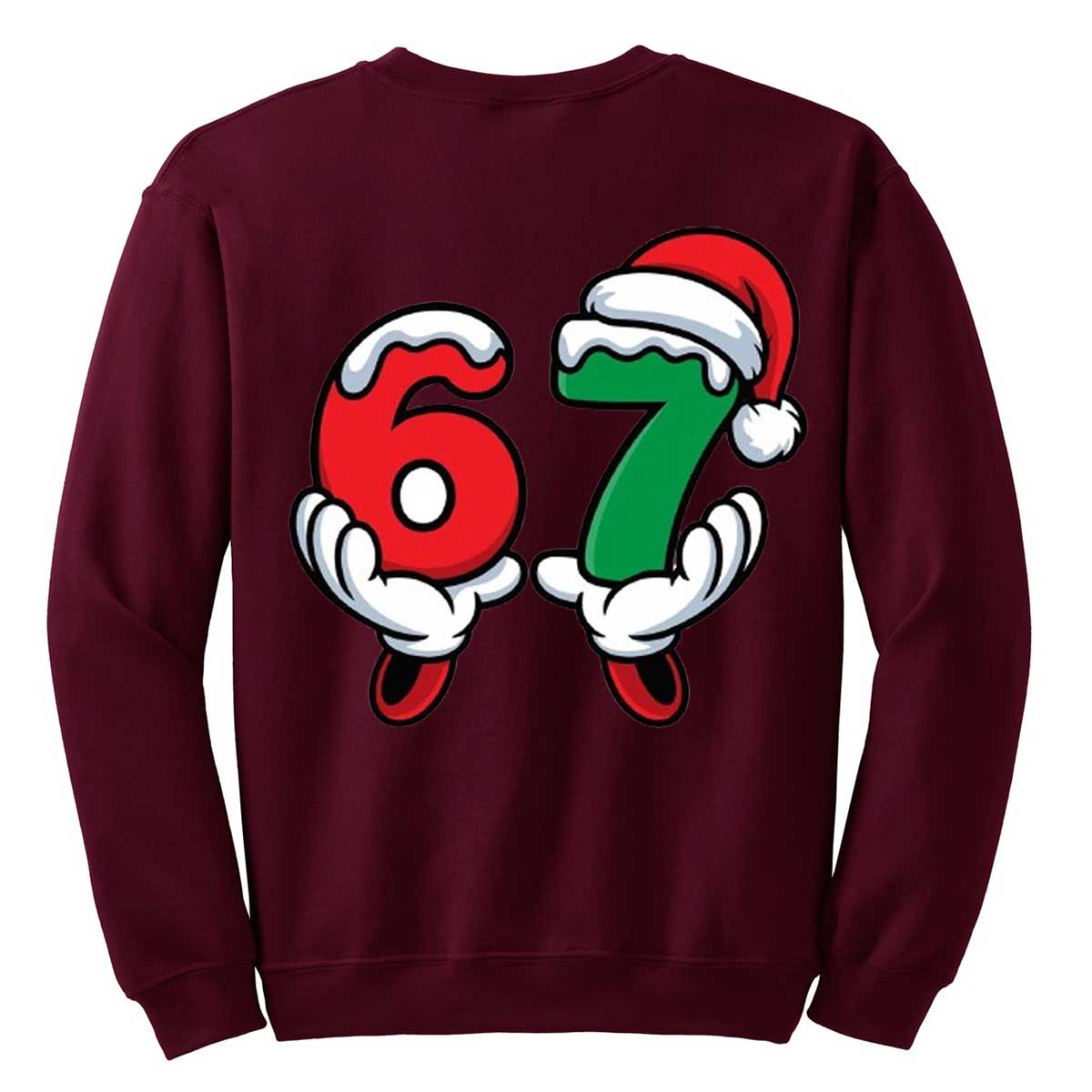 Christmas 67 Jumper – Festive Holiday Graphic Tee with Santa Hat & Snow Design – Fun Xmas