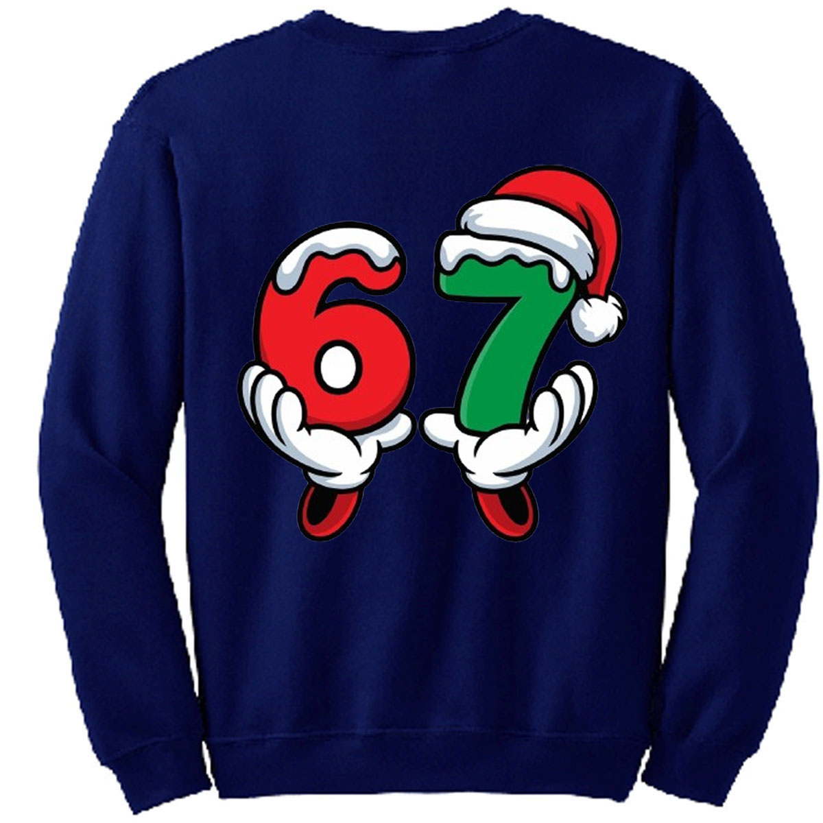 Christmas 67 Jumper – Festive Holiday Graphic Tee with Santa Hat & Snow Design – Fun Xmas
