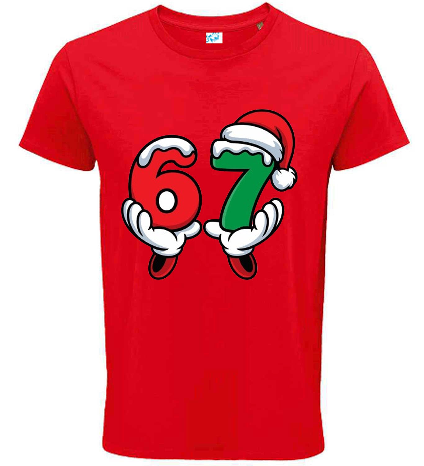 Christmas 67 T-Shirt – Festive Holiday Graphic Tee with Santa Hat & Snow Design – Fun Xmas Shirt