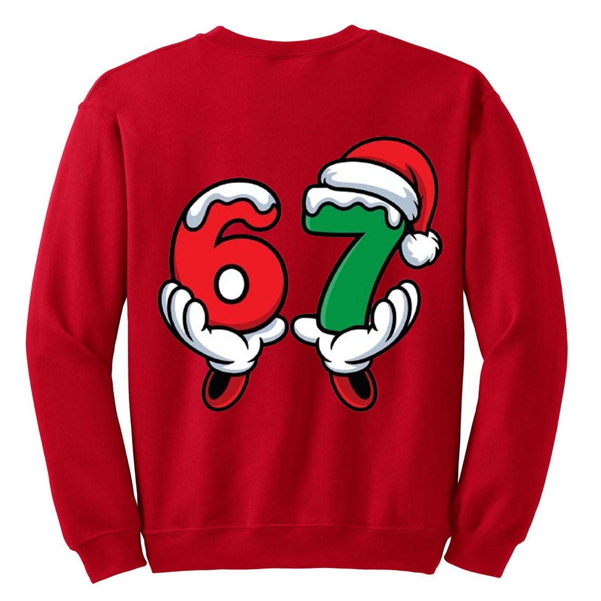 Christmas 67 Jumper – Festive Holiday Graphic Tee with Santa Hat & Snow Design – Fun Xmas