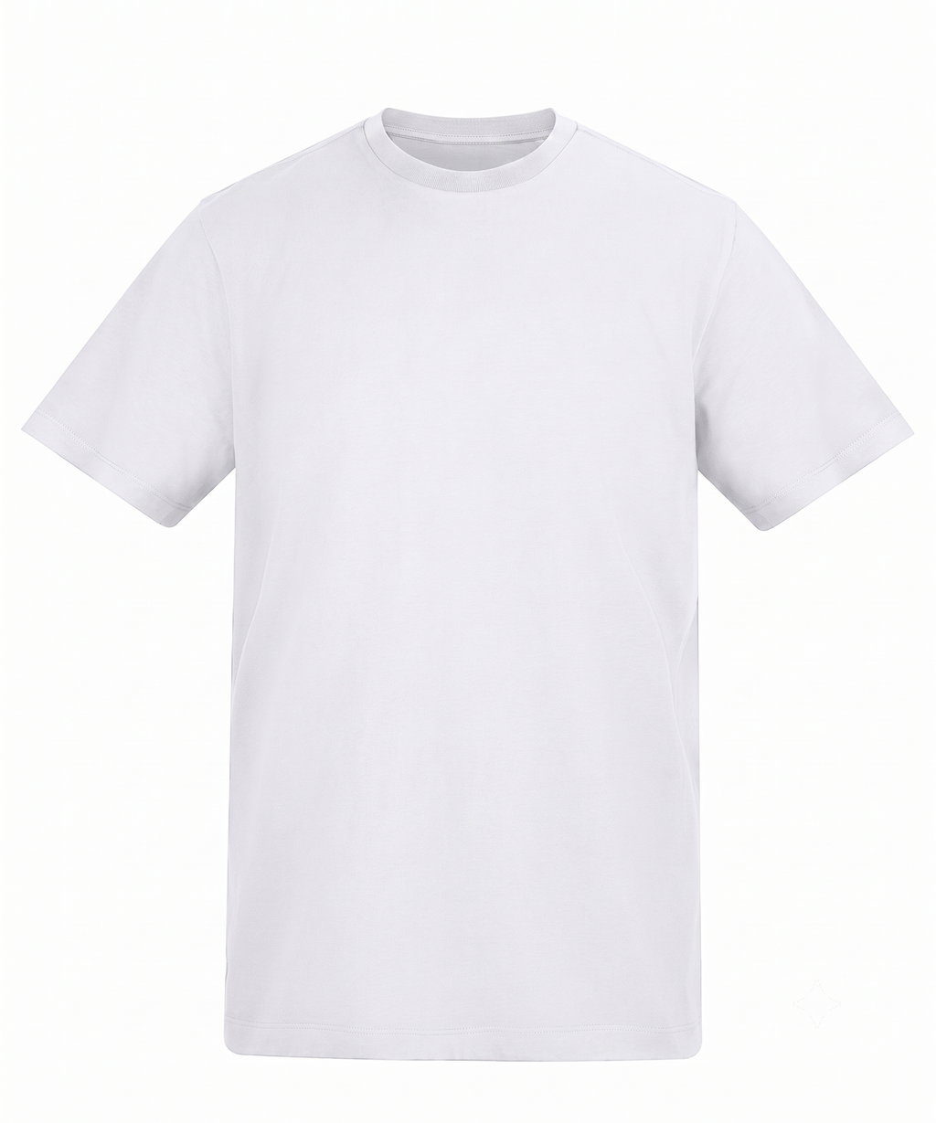 Plain white t-shirt on a white background
