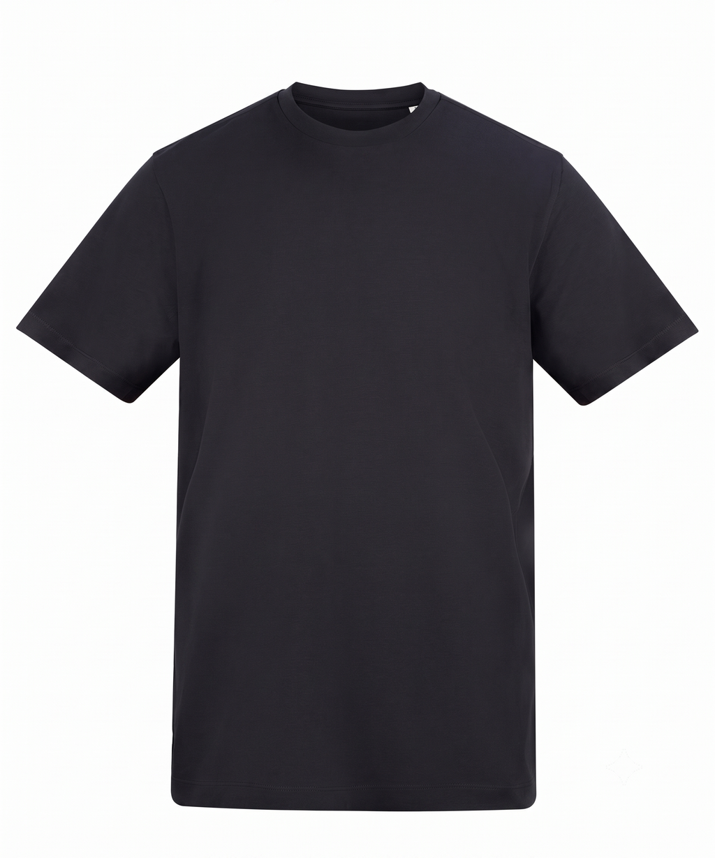 Plain dark gray t-shirt on a white background
