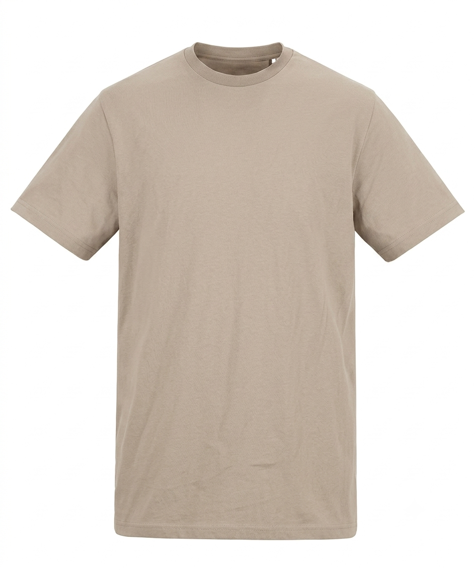 Beige t-shirt on a white background