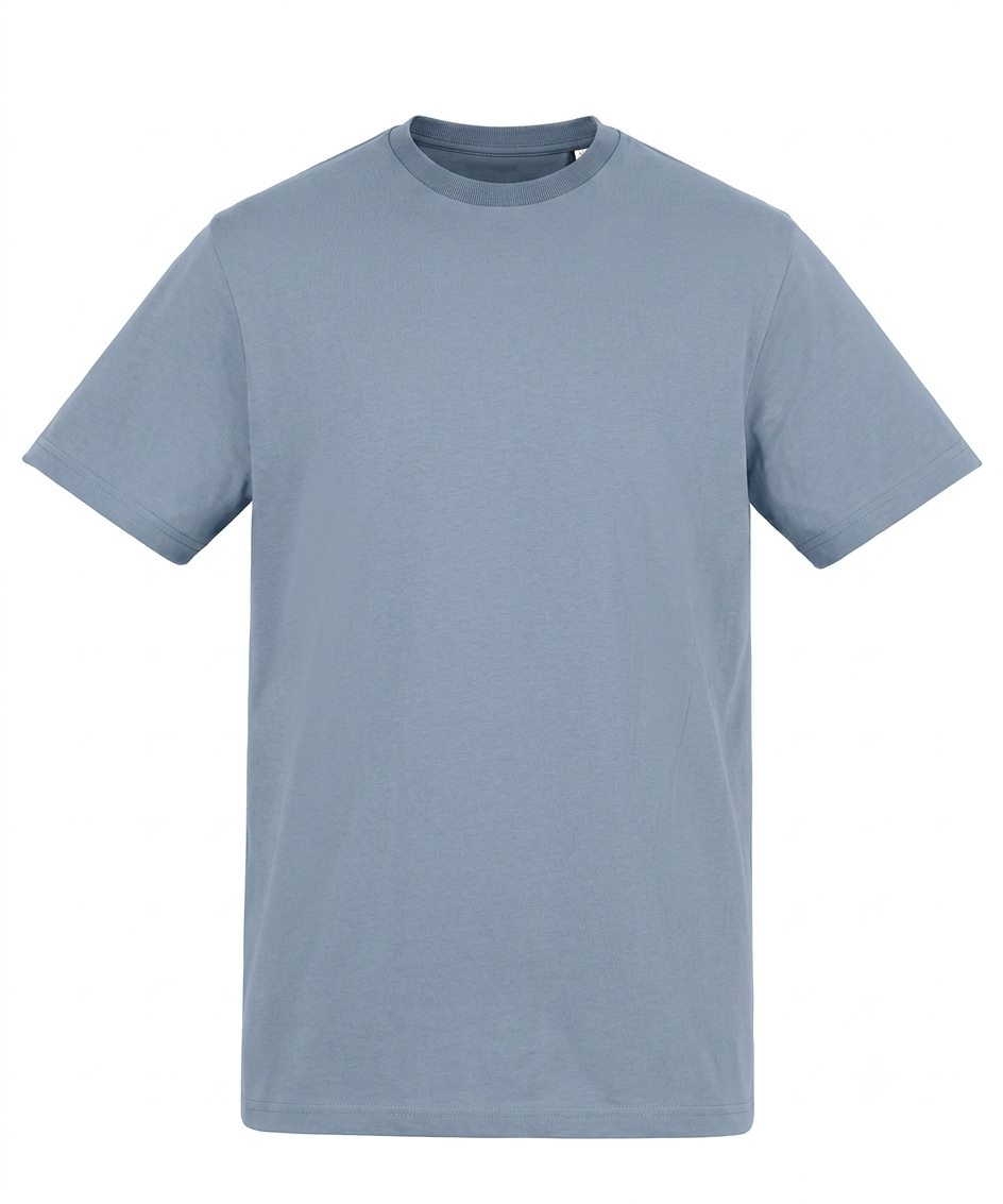 Plain light blue t-shirt on a white background