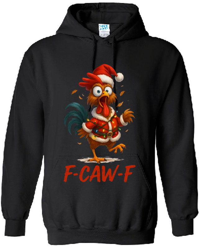 Christmas Funny Chicken F CAW F T-Shirt Santa Hat Unisex Hoodie