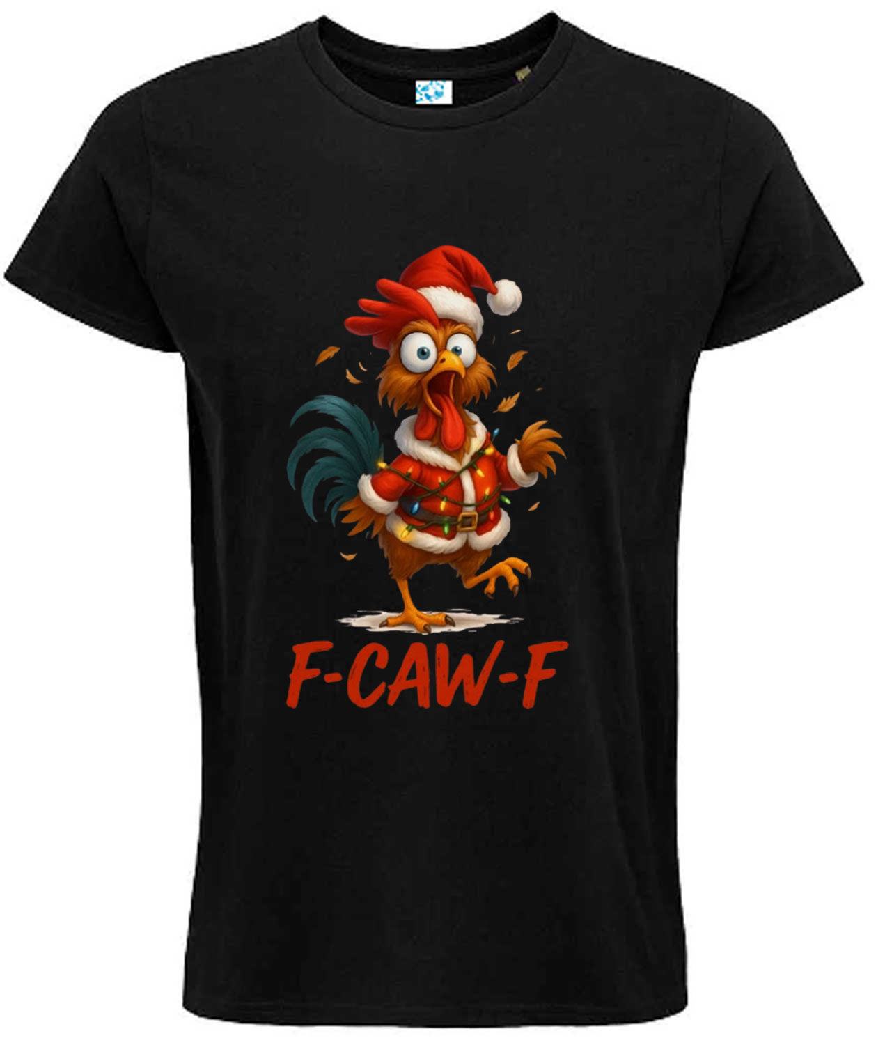 Christmas Funny Chicken F CAW F T-Shirt Santa Hat Unisex T Shirt