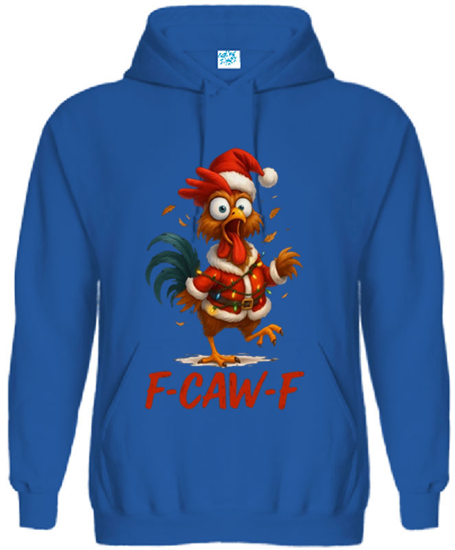 Christmas Funny Chicken F CAW F T-Shirt Santa Hat Unisex Hoodie
