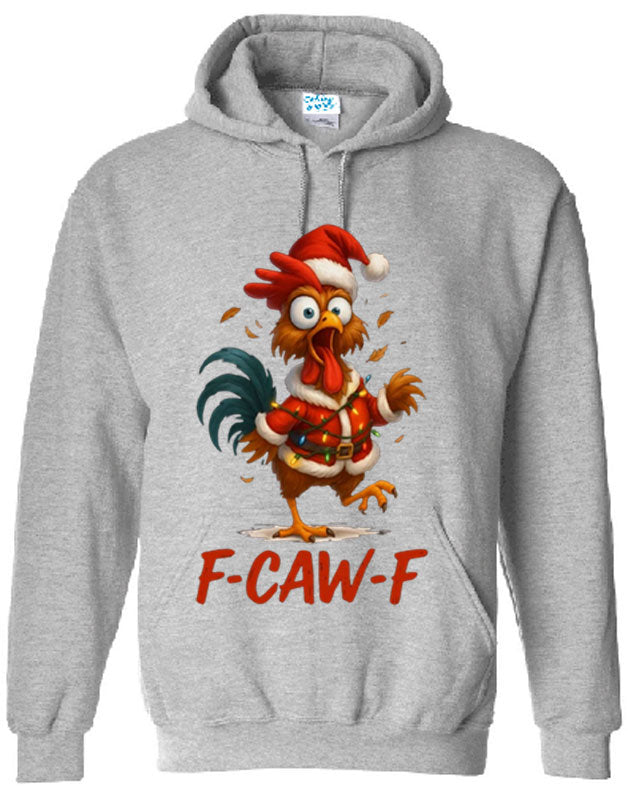 Christmas Funny Chicken F CAW F T-Shirt Santa Hat Unisex Hoodie