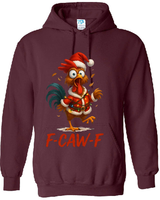 Christmas Funny Chicken F CAW F T-Shirt Santa Hat Unisex Hoodie