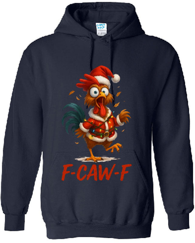 Christmas Funny Chicken F CAW F T-Shirt Santa Hat Unisex Hoodie