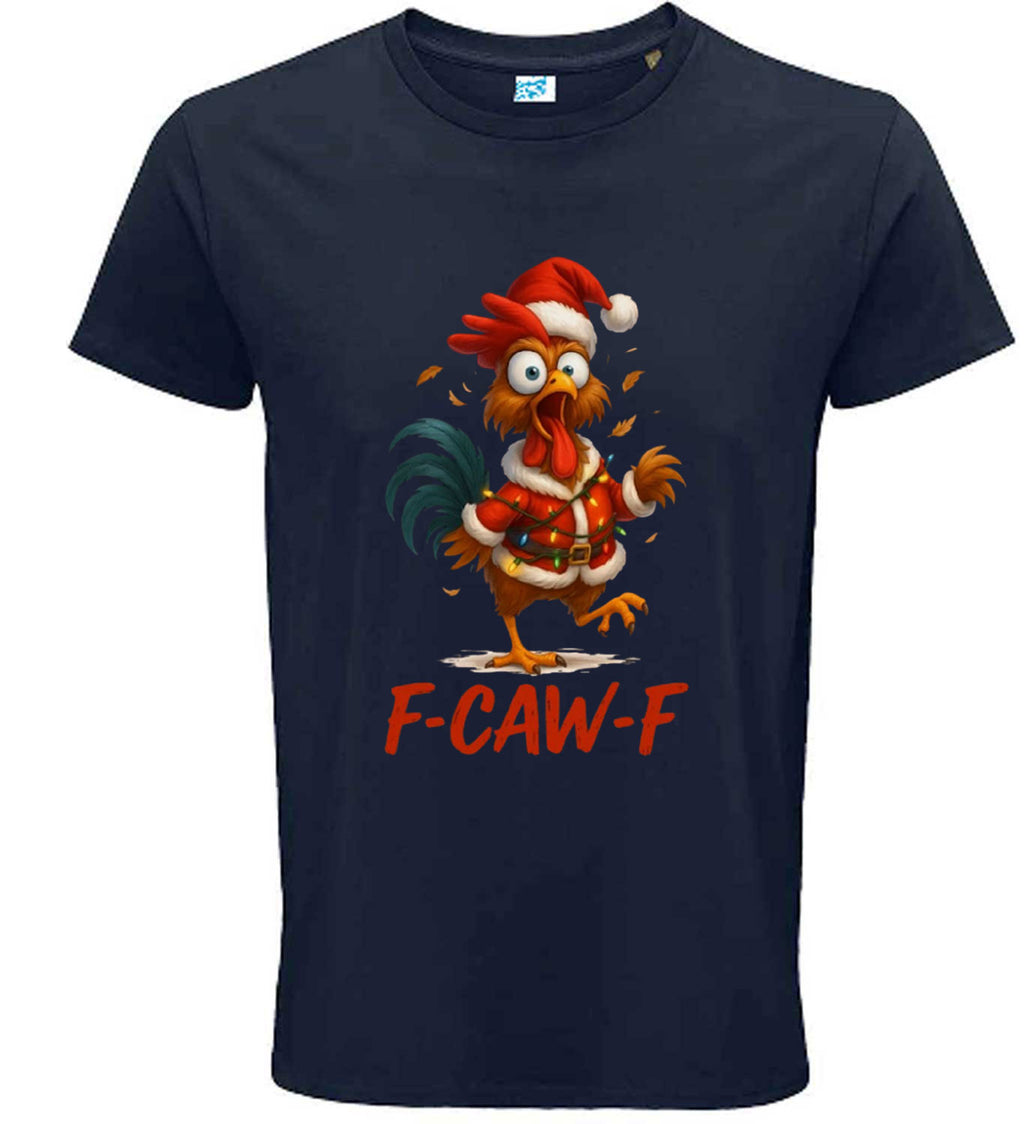 Christmas Funny Chicken F CAW F T-Shirt Santa Hat Unisex T Shirt