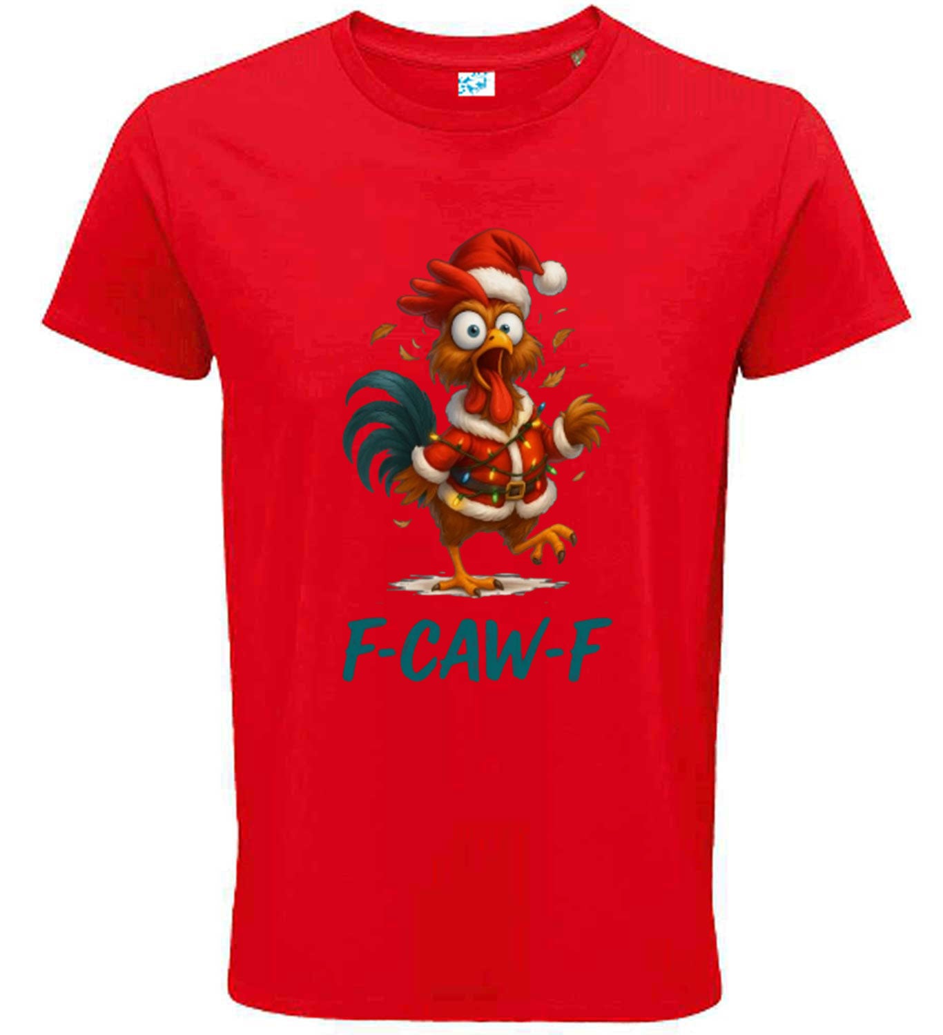 Christmas Funny Chicken F CAW F T-Shirt Santa Hat Unisex T Shirt