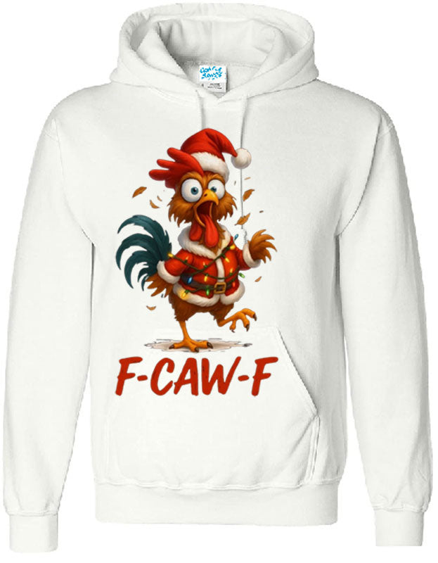 Christmas Funny Chicken F CAW F T-Shirt Santa Hat Unisex Hoodie
