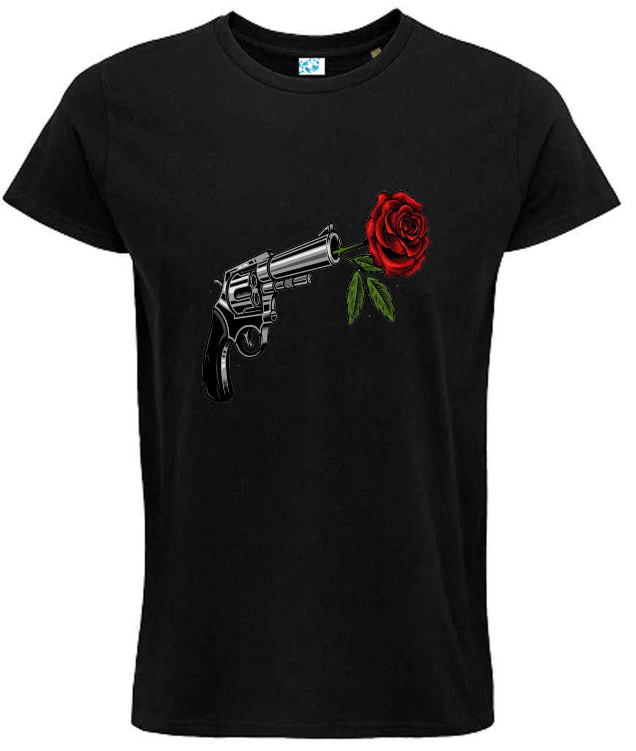Rose & Revolver Symbolic Art Graphic T-Shirt – Bold Conceptual Regular Fit Tee