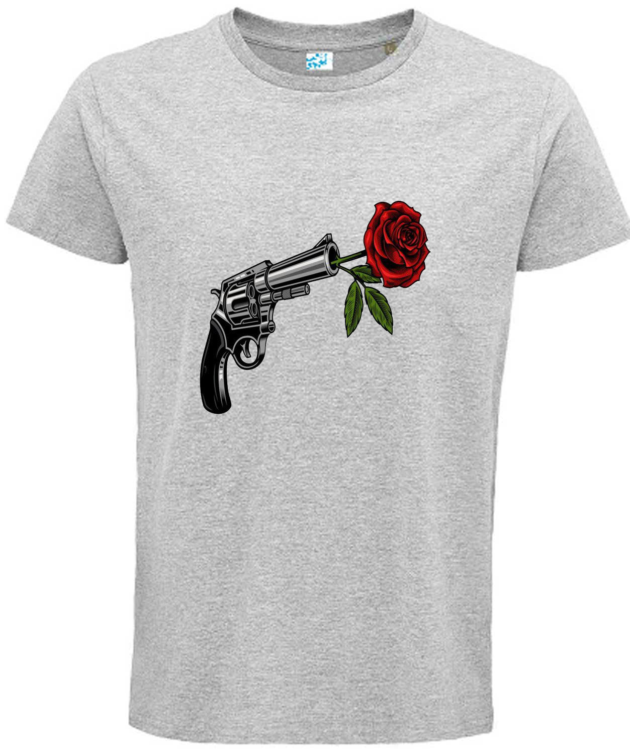 Rose & Revolver Symbolic Art Graphic T-Shirt – Bold Conceptual Regular Fit Tee