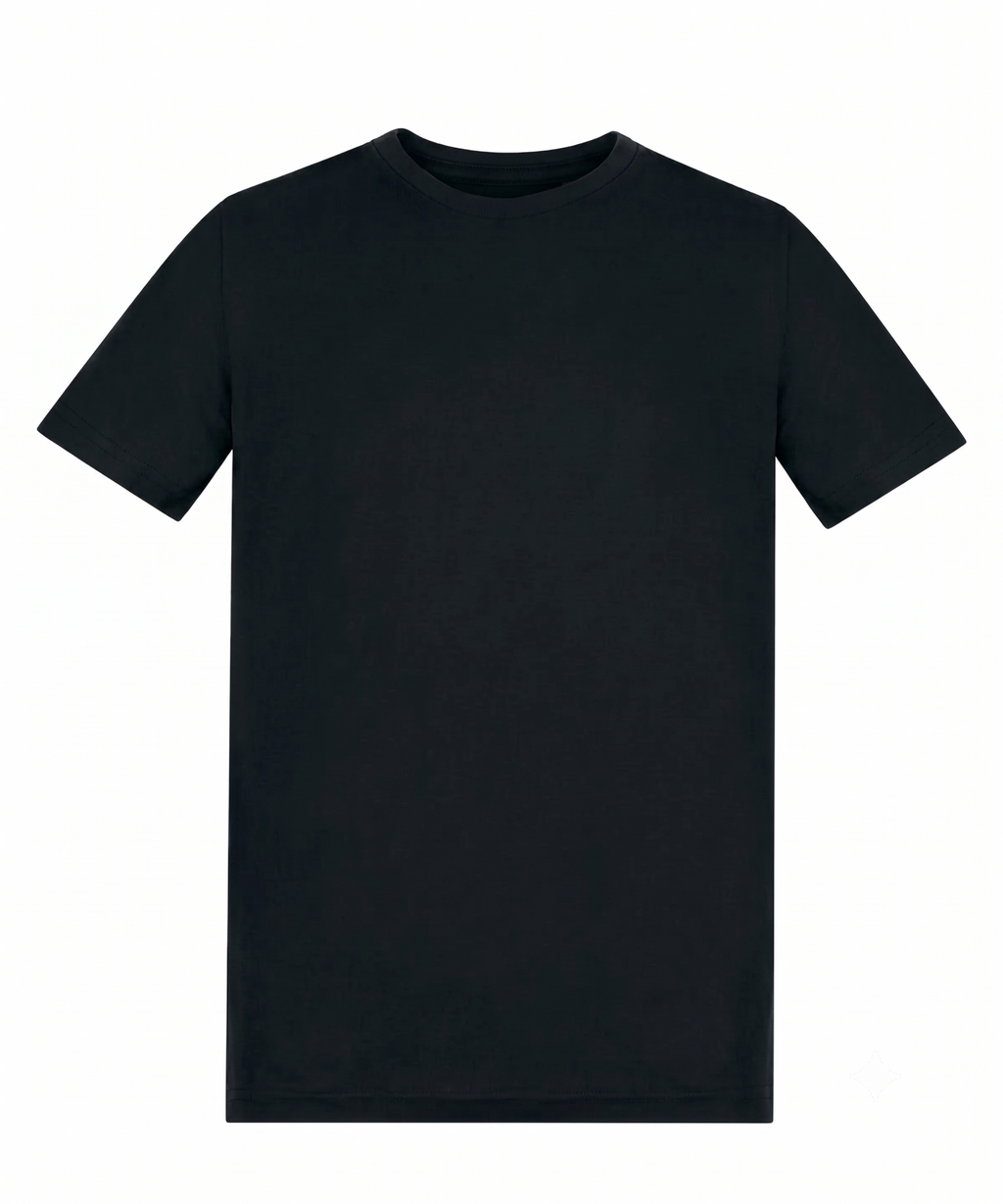 Black t-shirt on a white background