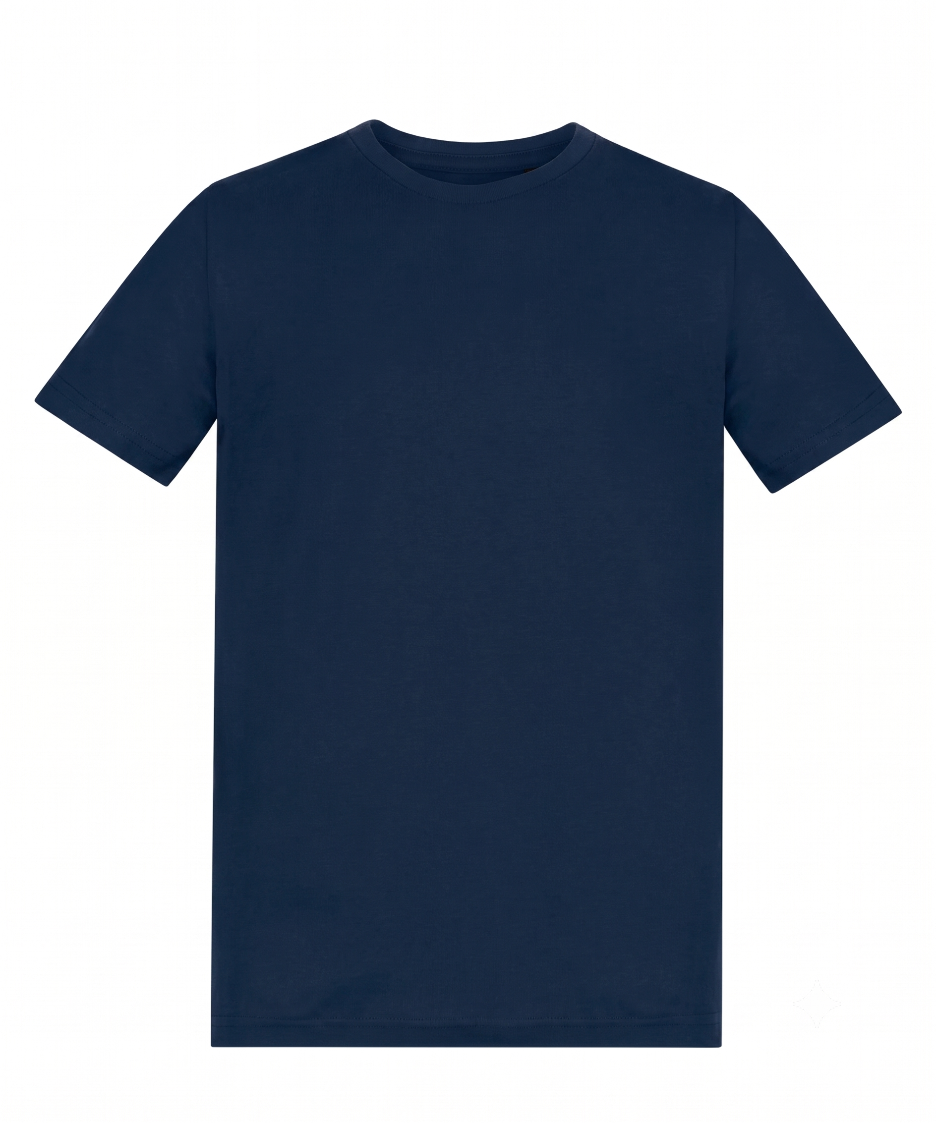 Navy blue t-shirt on a white background