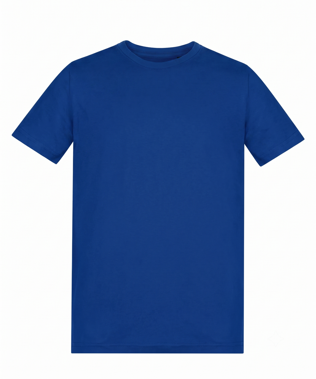 Plain blue t-shirt on a white background