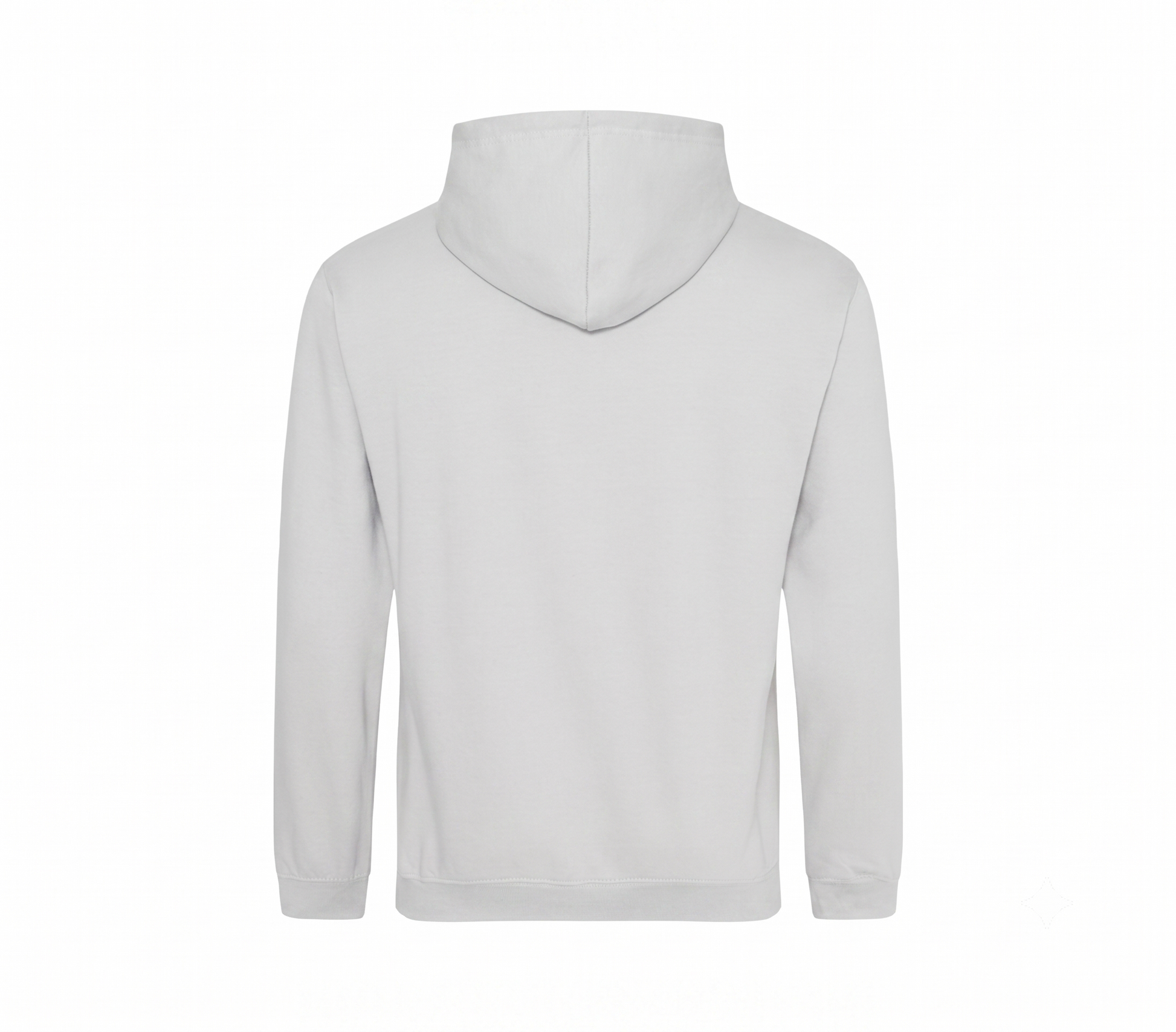 A light gray pullover hoodie shown from the back, displayed on a clean white background.