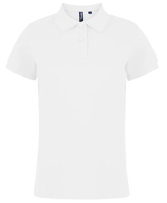 White women's performance polo shirt