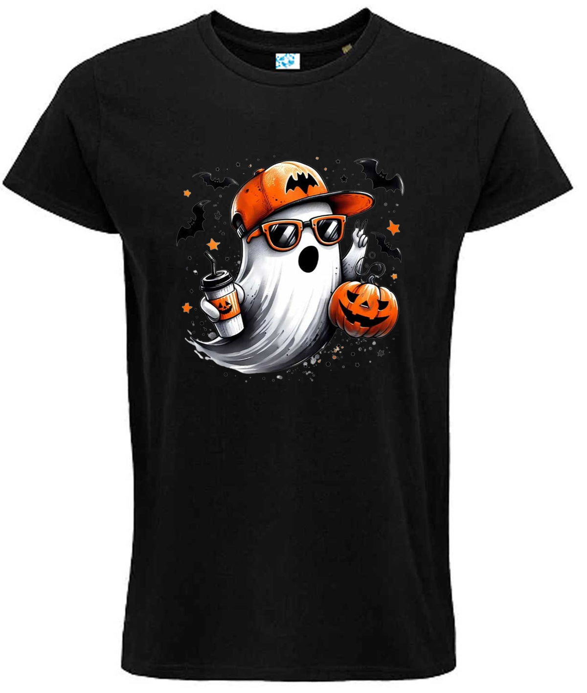 Halloween Ghost T-Shirt – Cool Ghost with Pumpkin & Sunglasses Spooky Tee