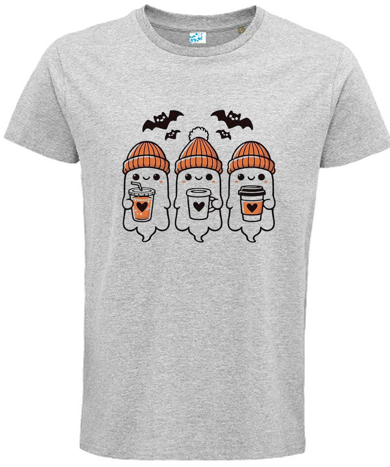 Halloween Ghost Coffee Lovers T-Shirt Cute Bats Design