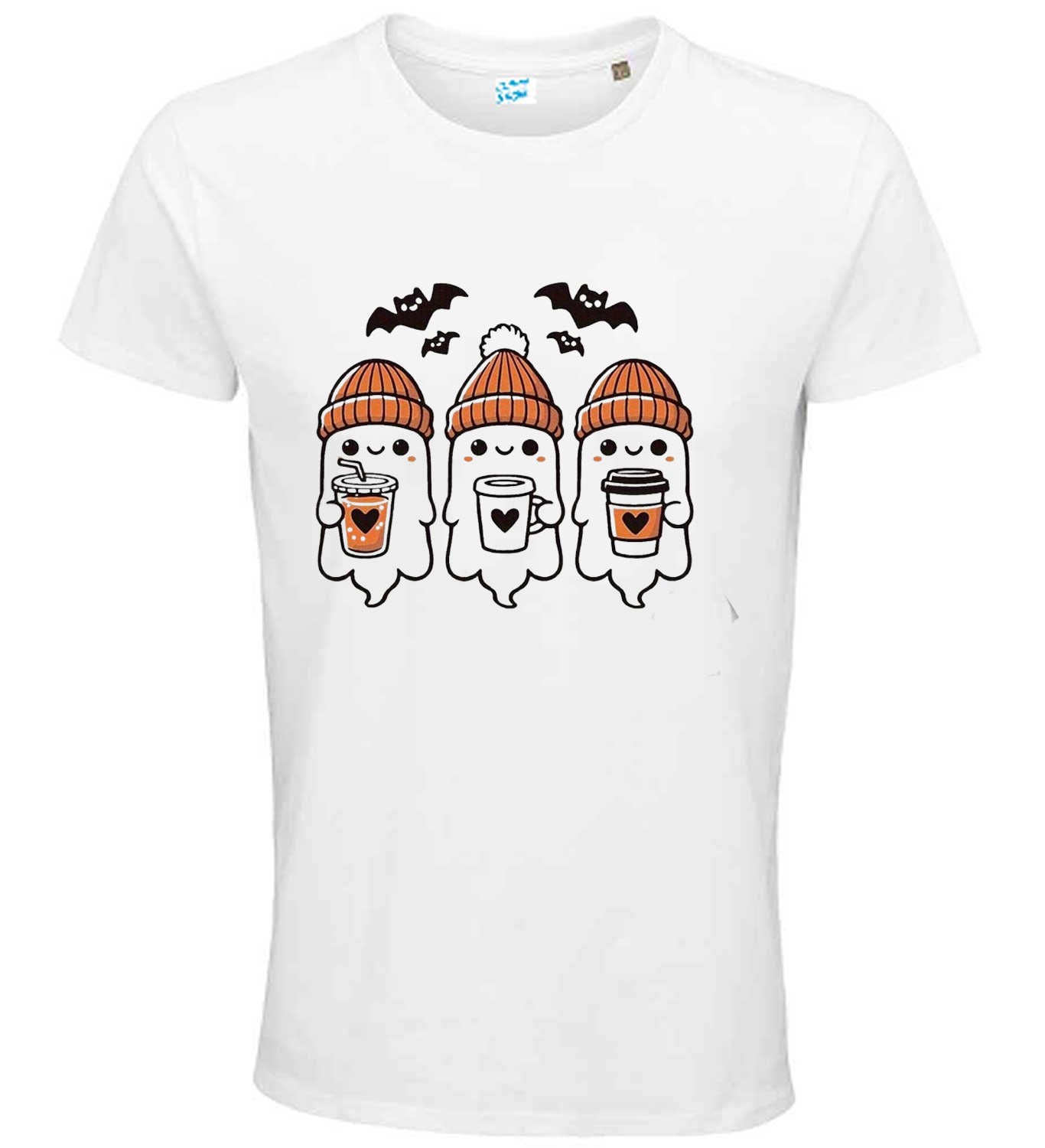 Halloween Ghost Coffee Lovers T-Shirt Cute Bats Design