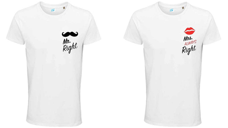 Matching Couple T Shirts – Mr Right Mrs Always Right Romantic Valentine Gift