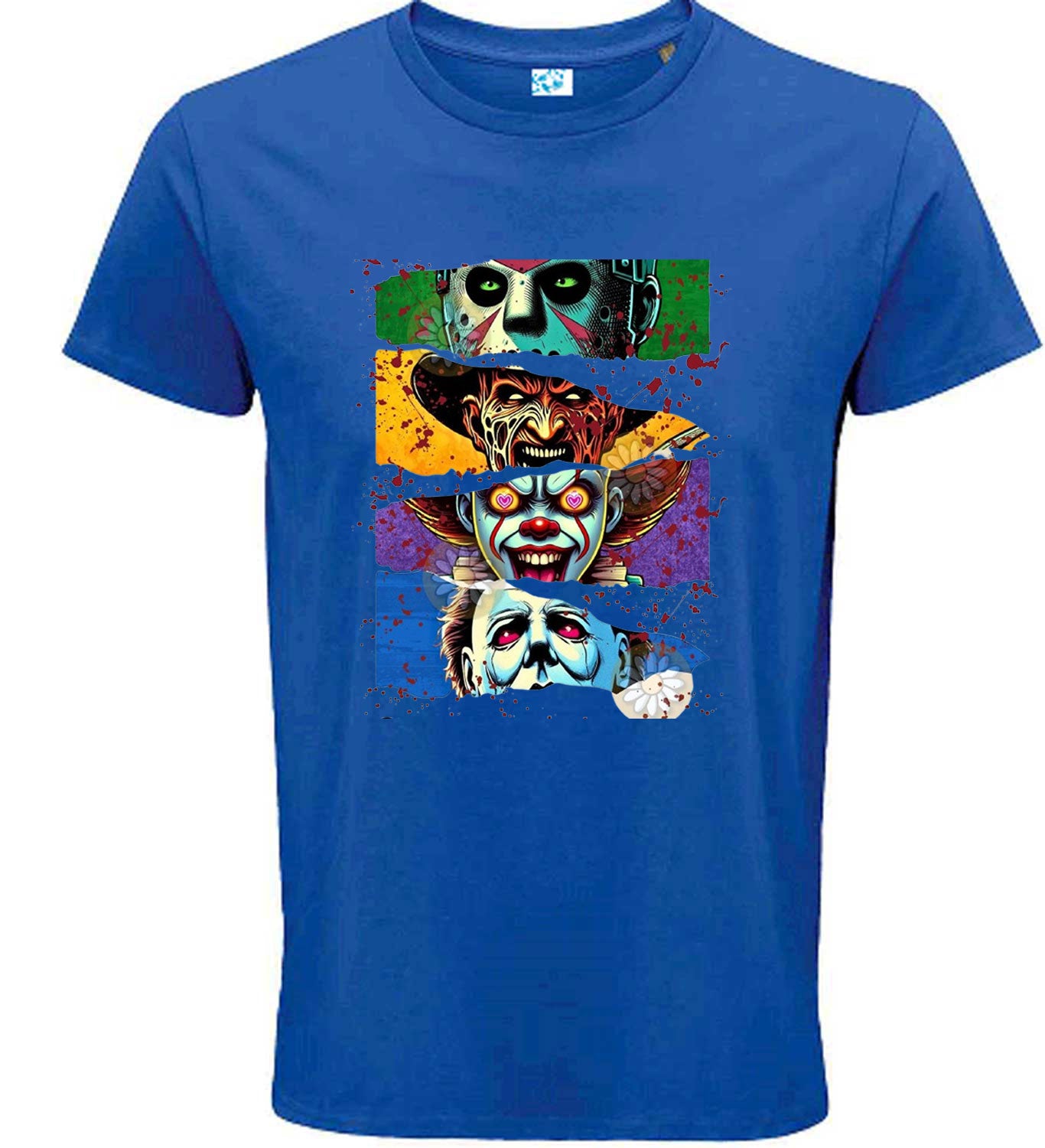 Halloween Themed Horror Movie Characters T-Shirt, Graphic Print Design