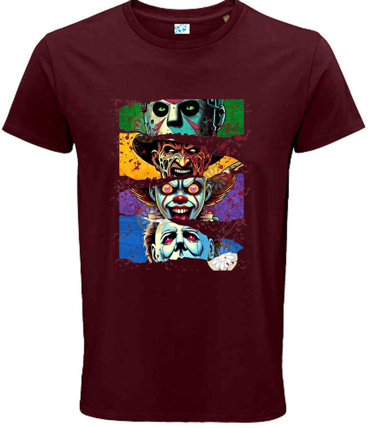 Halloween Themed Horror Movie Characters T-Shirt, Graphic Print Design