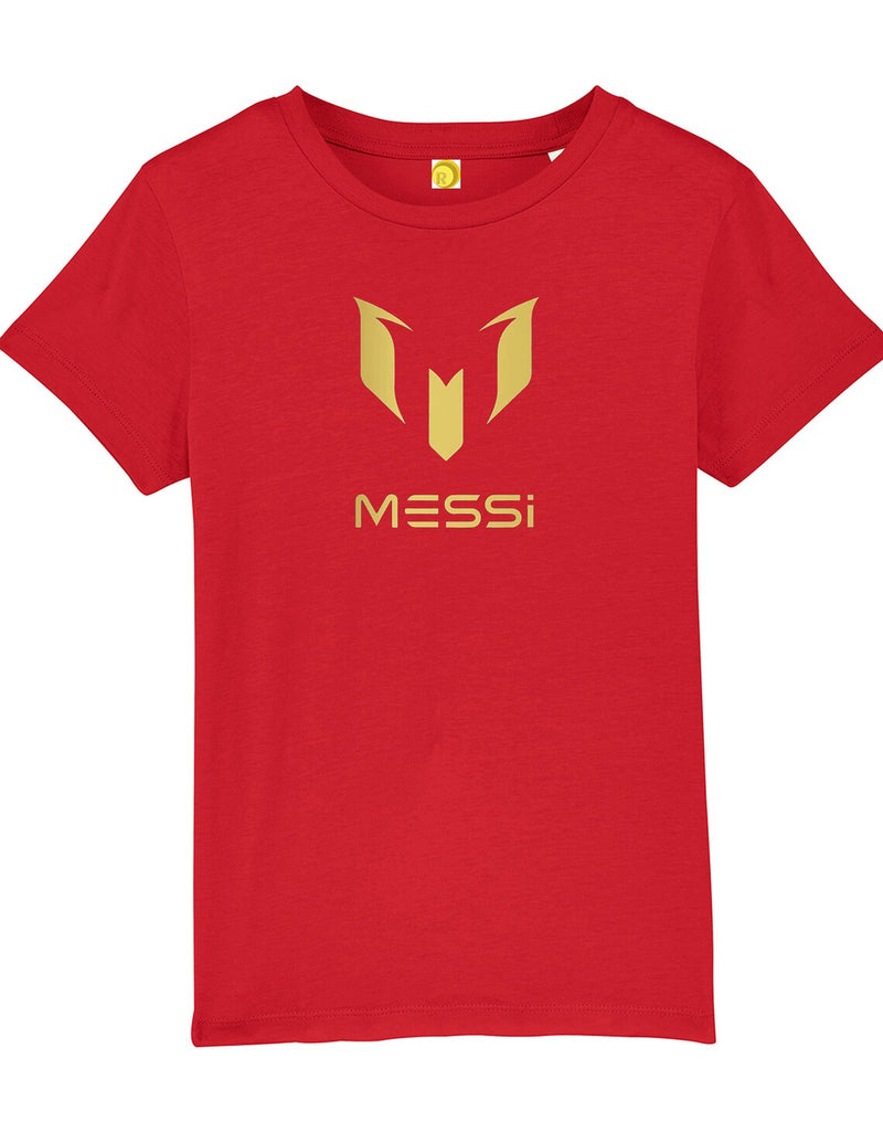 Messi Inspired Kids Boys Girls Football Soccer Gold Print T-Shirt Christmas Birthday Gift