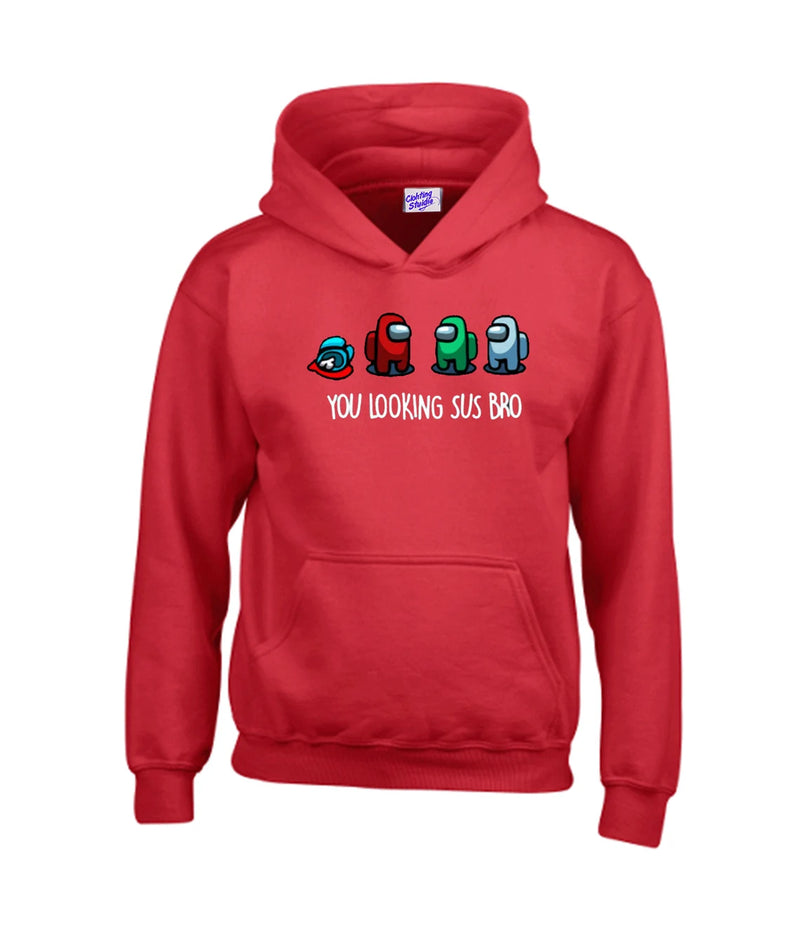 You Looking Pretty Sus Bro Funny Amoung Us Hoodie Game Jumper Adults & Kids Top