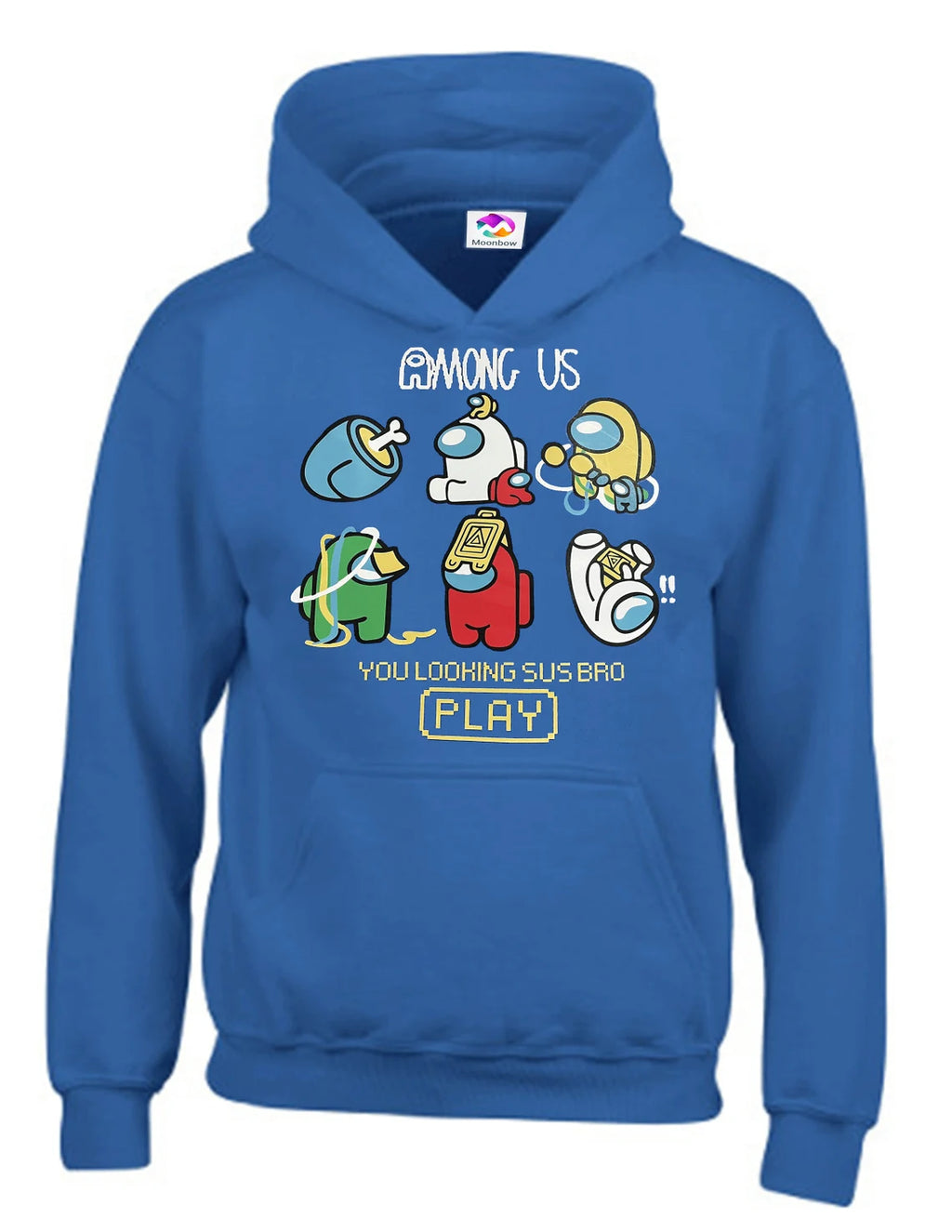 You Looking sus Bro Play Gaming Amoungus Funny Cartoon Characters youtuber Kids Unisex Hoodie