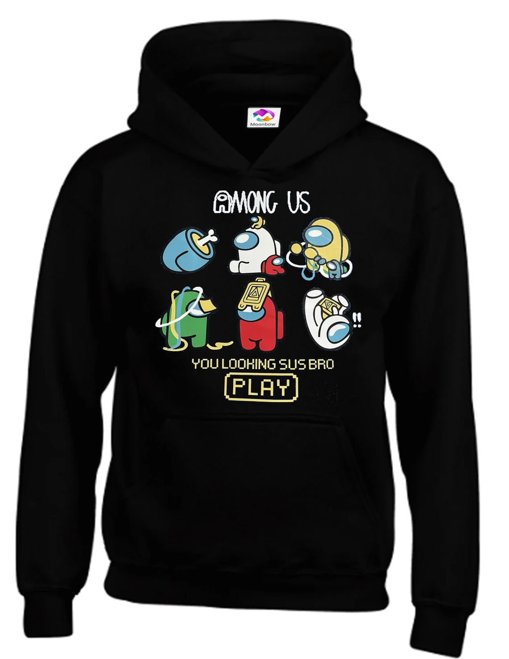 You Looking sus Bro Play Gaming Amoungus Funny Cartoon Characters youtuber Kids Unisex Hoodie