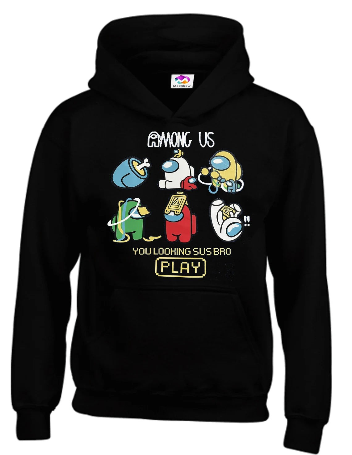 You Looking sus Bro Play Gaming Amoungus Funny Cartoon Characters youtuber Kids Unisex Hoodie