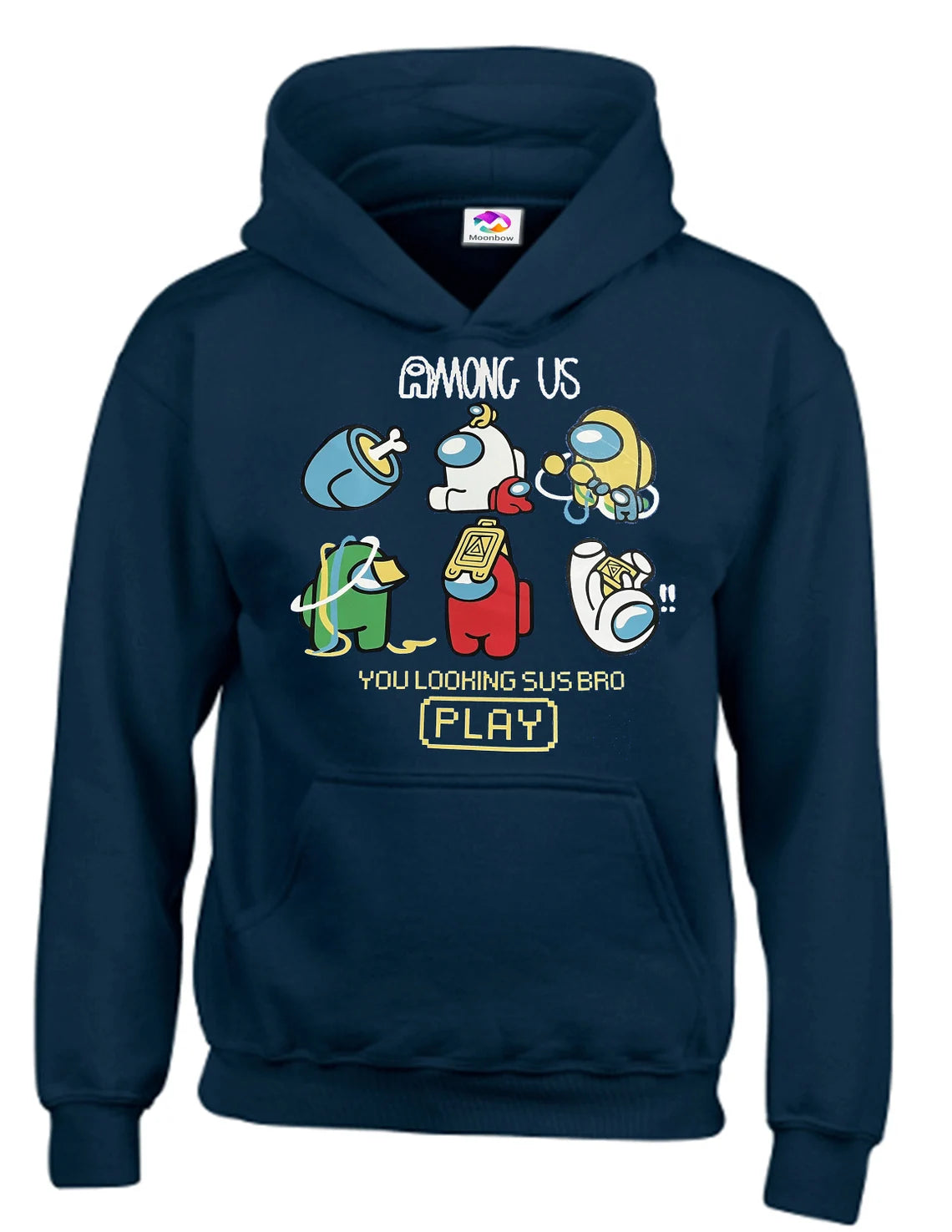 You Looking sus Bro Play Gaming Amoungus Funny Cartoon Characters youtuber Kids Unisex Hoodie