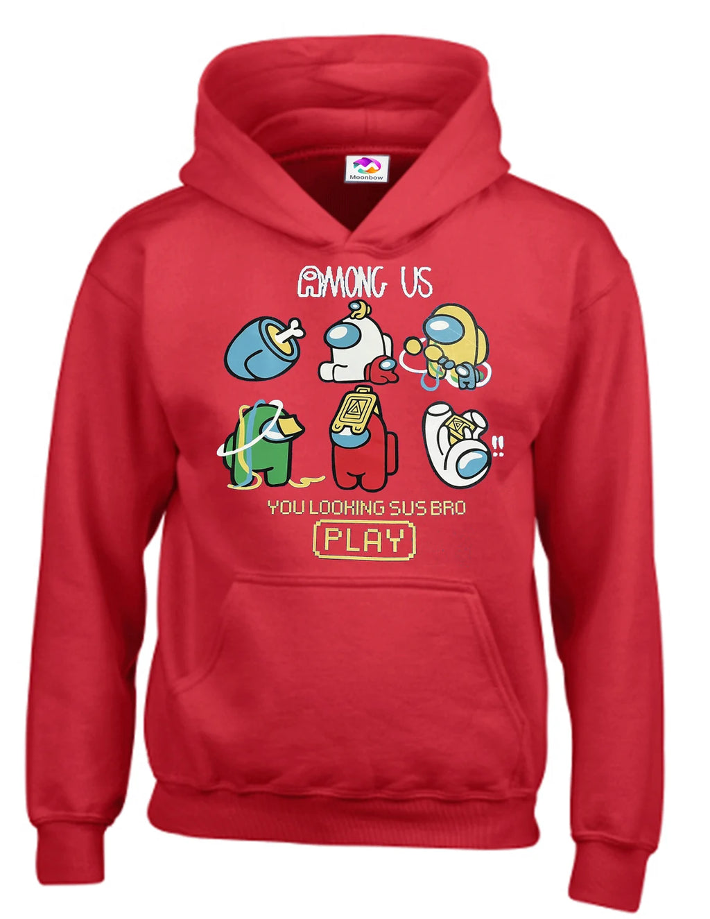 You Looking sus Bro Play Gaming Amoungus Funny Cartoon Characters youtuber Kids Unisex Hoodie