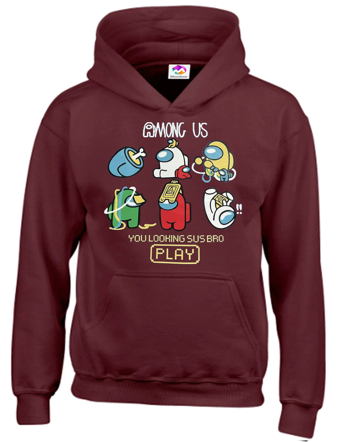 You Looking sus Bro Play Gaming Amoungus Funny Cartoon Characters youtuber Kids Unisex Hoodie