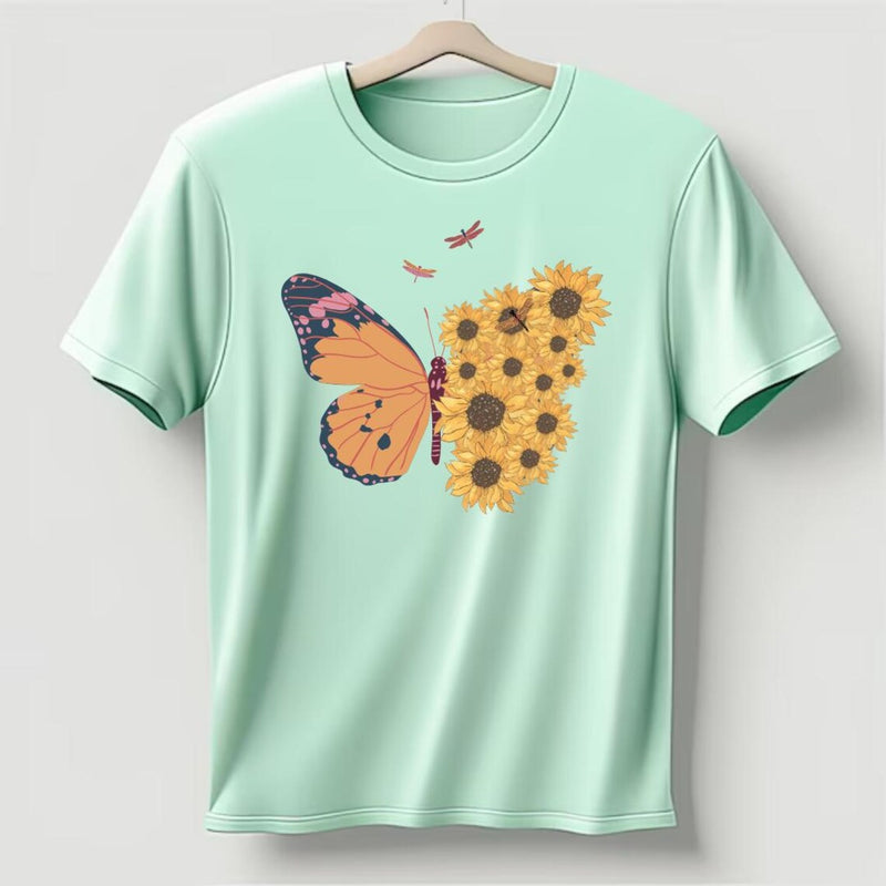 Sunflower Butterfly Bliss - Unique Nature-Inspired Graphic Tee | for kids and adults