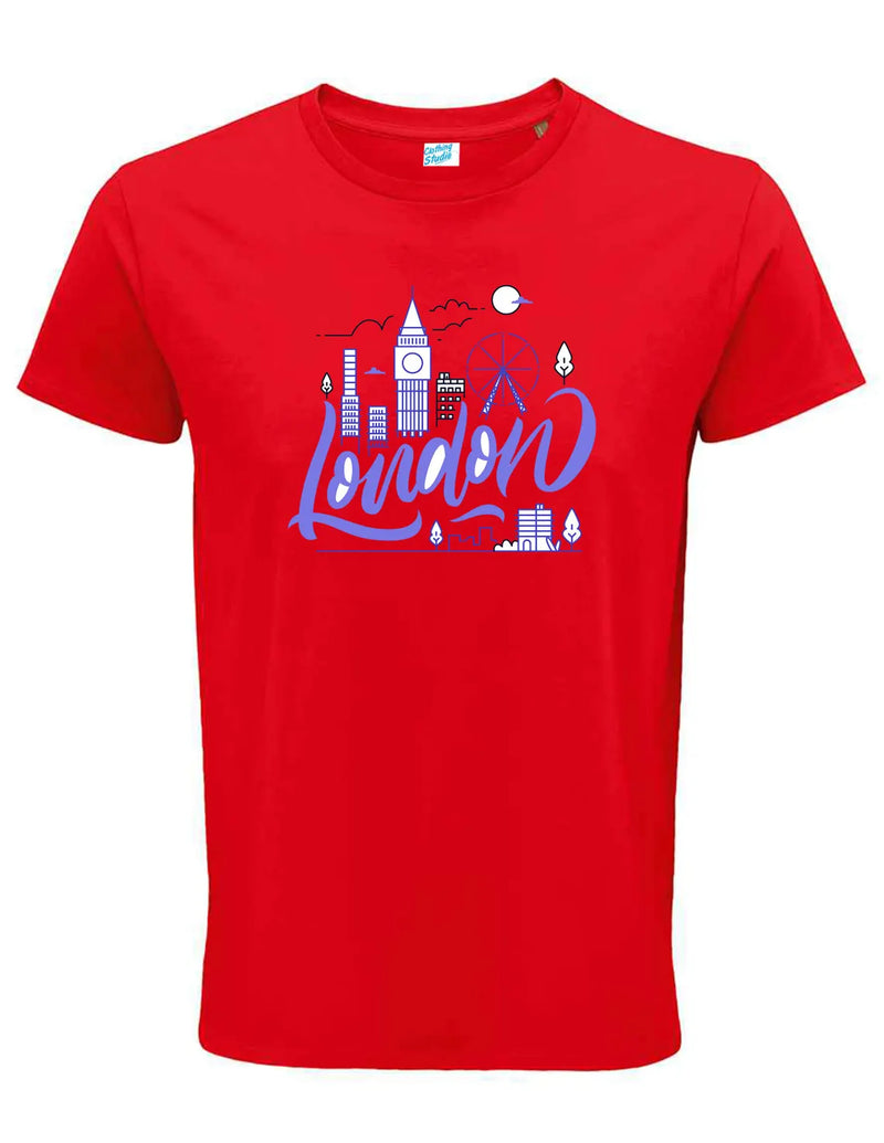 London Skyline T-Shirt – Stylish Big Ben & Ferris Wheel Graphic Tee – UK City Souvenir Gift