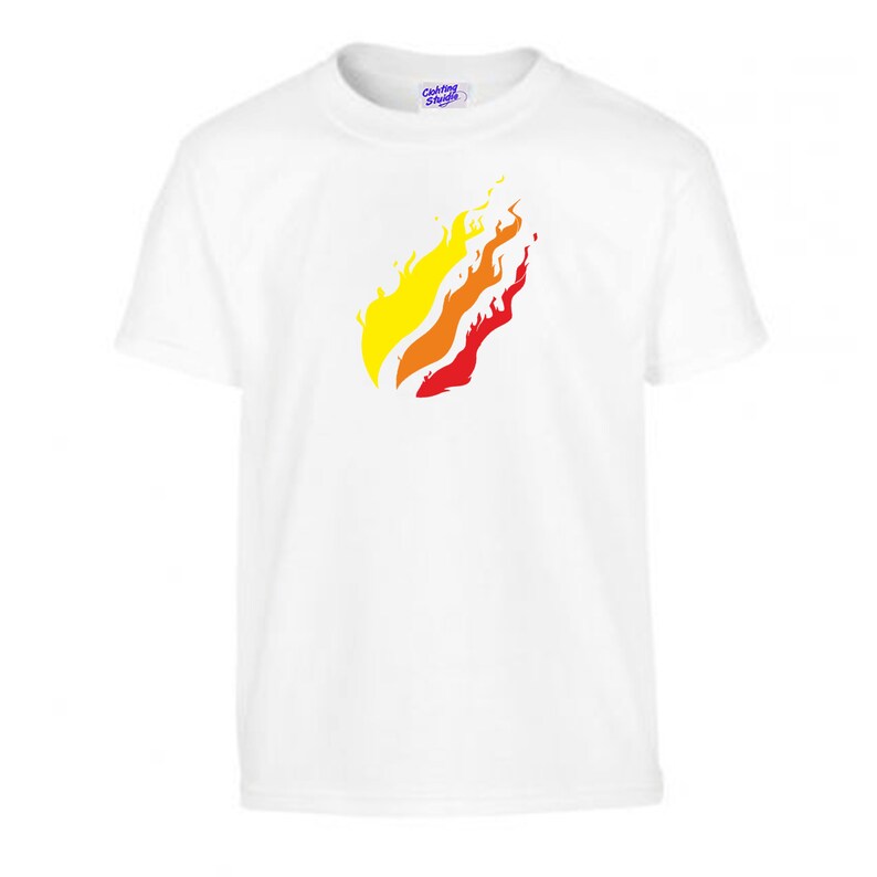 KIDS Preston Flames print t-Shirt Various sizes and colours available can be Customised.