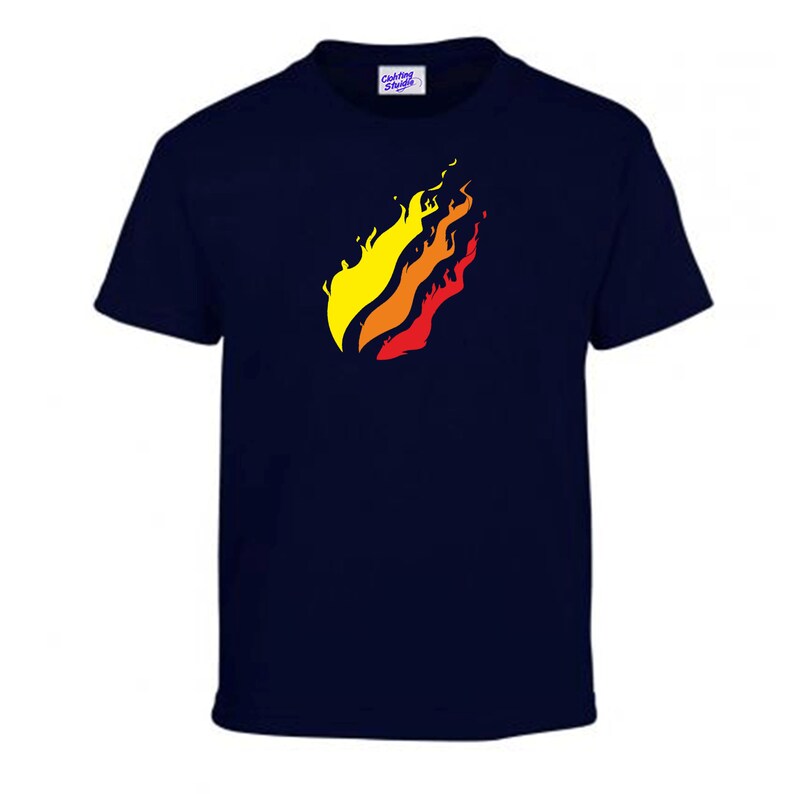 KIDS Preston Flames print t-Shirt Various sizes and colours available can be Customised.