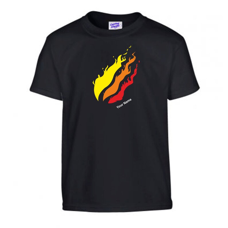KIDS Preston Flames print t-Shirt Various sizes and colours available can be Customised.