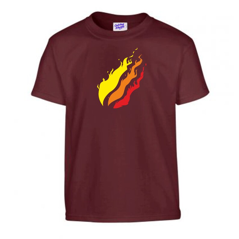 KIDS Preston Flames print t-Shirt Various sizes and colours available can be Customised.