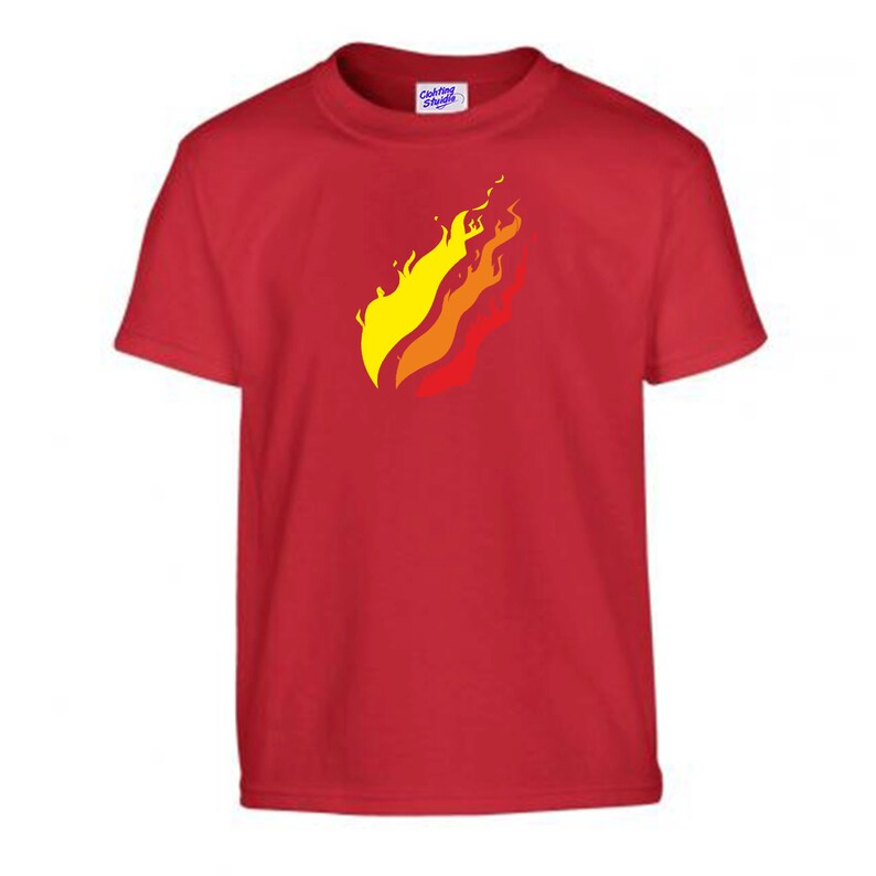 KIDS Preston Flames print t-Shirt Various sizes and colours available can be Customised.