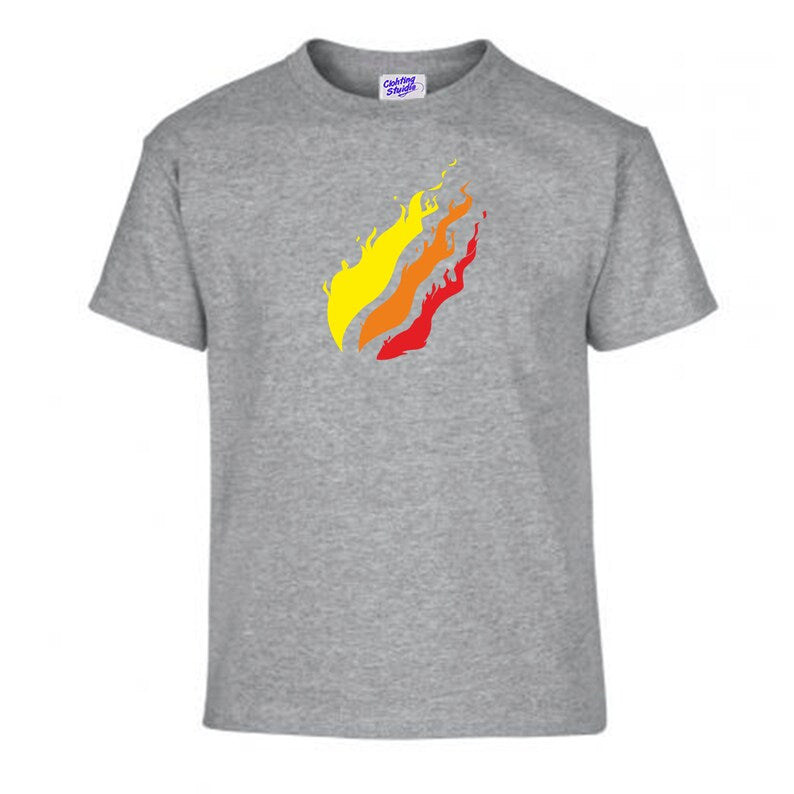KIDS Preston Flames print t-Shirt Various sizes and colours available can be Customised.