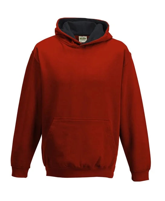 Fire Red / Jet Black JH03J kids hooded sweatshirt