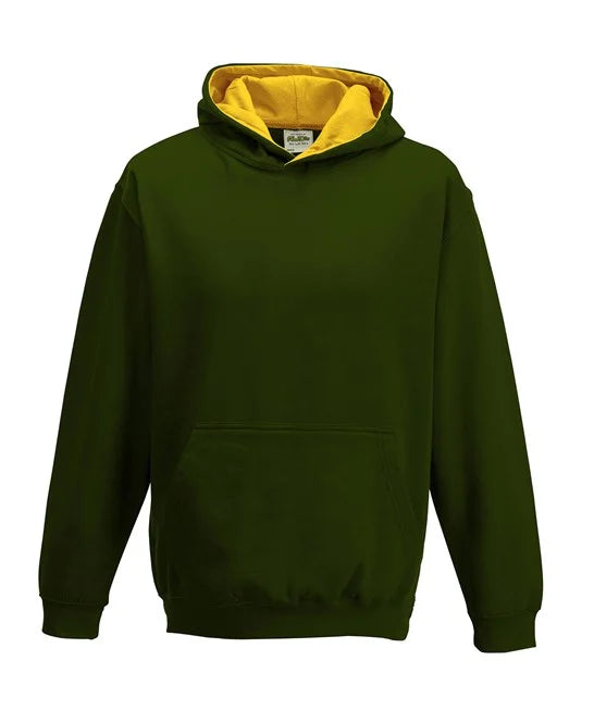 Forest Green / Gold JH03J kids hooded sweatshirt